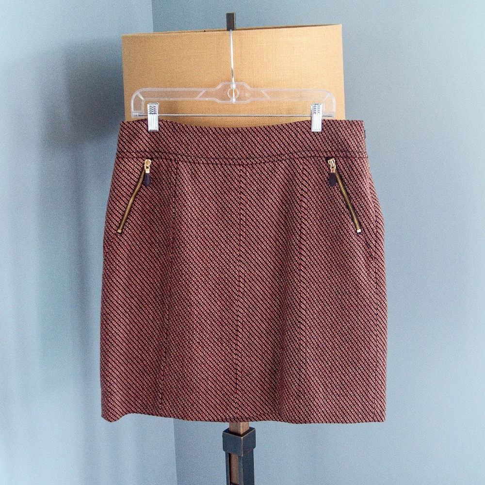 Chevron wool skirt with zipper pockets | Ann Taylor